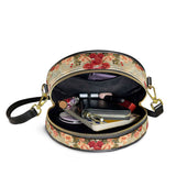 Catholight Little Flower Elegance Leather Circle Crossbody Bag