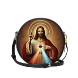 Catholight A Testament of Grace and Compassion Leather Circle Crossbody Bag