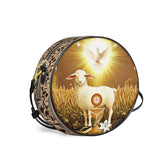 Catholight  The Lamb Of Redemption Leather Circle Crossbody Bag