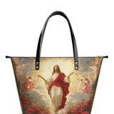 Catholight Glorious Ascension Christ Rising in Majesty Leather Tote Bag