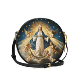 Catholight The Queen of Heaven Leather Circle Crossbody Bag