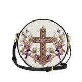 Catholight  Faith & Florals Leather Circle Crossbody Bag