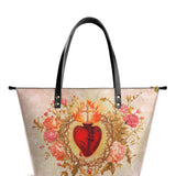 Catholight Sacred Heart of Grace Leather Tote Bags