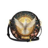 Catholight Dove of Eternal Light Leather Circle Crossbody Bag