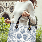 Sacred Elegance: Blue and White Devotion Leather Bag