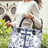 The Cross Amidst Blooming Faith Leather Bag