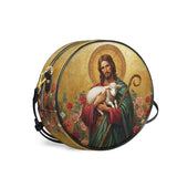 Catholight Lamb of Grace Leather Circle Crossbody Bag