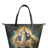 Catholight The Queen of Heaven Leather Tote Bag