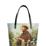 Catholight Harmony of Saint Francis Leather Tote Bags