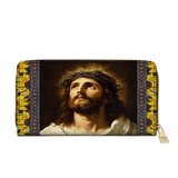 Crown of Thorns and Sunflower Grace - Leather Wallet Purse