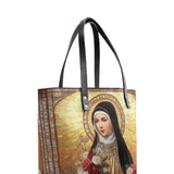 Catholight The Little Flower of Grace Leather Tote Bag