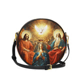 Catholight  Coronation Of Mary Leather Circle Crossbody Bag