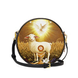 Catholight  The Lamb Of Redemption Leather Circle Crossbody Bag