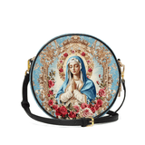 Catholight Our Lady of Grace Leather Circle Crossbody Bag