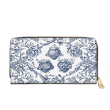 Sacred Elegance: Blue and White Devotion - Leather Wallet Purse