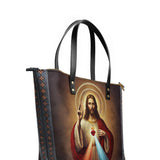 Catholight A Testament of Grace and Compassion Leather Tote Bag