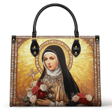 The Little Flower of Grace Leather Bag