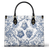 Sacred Elegance: Blue and White Devotion Leather Bag