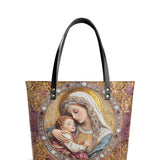 Catholight Divine Madonna And Child Leather Tote Bags