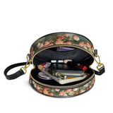 Catholight  Halo Of Roses Leather Circle Crossbody Bag