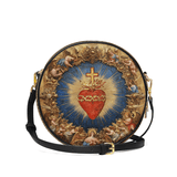 Catholight Sacred Heart of Divine Love Leather Circle Crossbody Bag