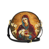 Catholight  The Lily Of Purity Leather Circle Crossbody Bag