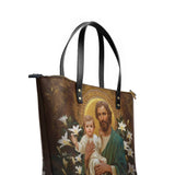 Catholight Guardian of Faith and Purity Leather Tote Bag