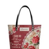 Catholight Blooming With Faith Leather Tote Bags