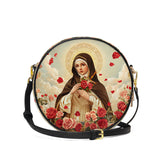 Catholight Little Flower Elegance Leather Circle Crossbody Bag