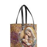 Catholight Divine Madonna And Child Leather Tote Bags