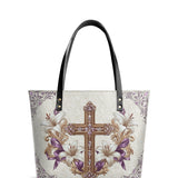 Catholight Faith & Florals Leather Tote Bags