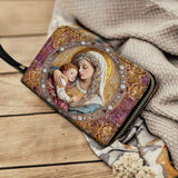 Divine Madonna And Child Leather Wallet Purse