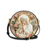 Catholight Virgin Mary's Grace Leather Circle Crossbody Bag