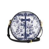 Catholight The Cross Amidst Blooming Faith Leather Circle Crossbody Bag