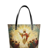 Catholight The Glorious Ascension Leather Tote Bags